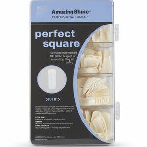 Perfect Square Nail Tips 500 Count Clear Amazing Shine Acrylic Gel Compatible